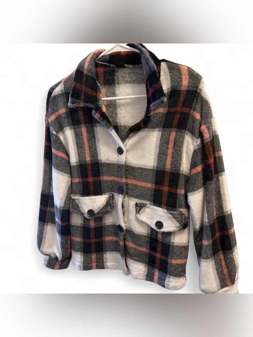 Shein women’s plaid button down flannel jacket size small